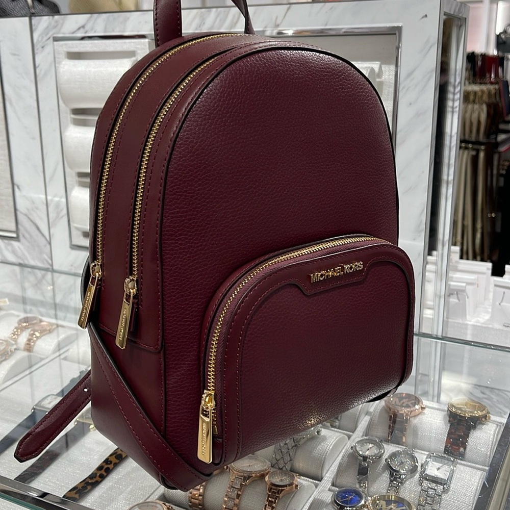Michael Kors Jaycee Medium Pebbled Leather Backpack
 Oxblood/Golden 
NWT - Picture 16 of 16